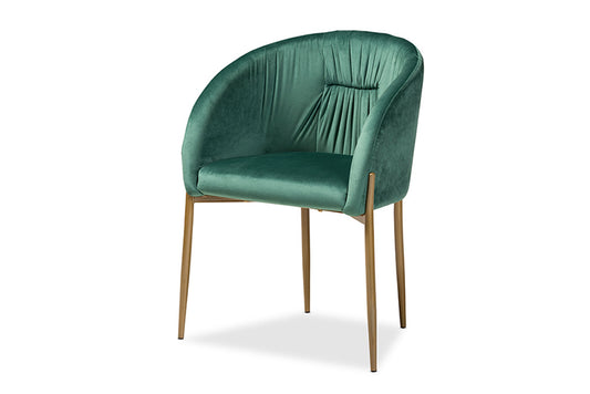Baxton Studio - Ballard Dining Chair - DC168-Emerald Green Velvet/Gold-DC view 1