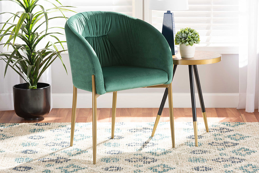 Baxton Studio - Ballard Dining Chair - DC168-Emerald Green Velvet/Gold-DC view 5
