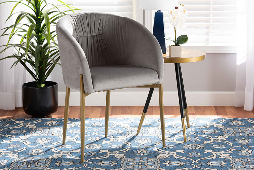 Baxton Studio - Ballard Dining Chair - DC168-Grey Velvet/Gold-DC view 5