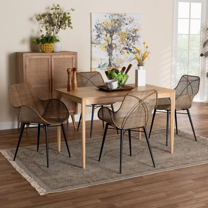 Baxton Studio - Ballerina Dining Set in Greywash/Natural Brown/Black - KYG006C-Natural Oak/Light Grey-5PC Dining Set view 8
