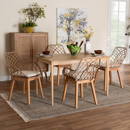 Baxton Studio - Ballerina Dining Set in Greywash/Natural Brown/White - KYG004C-Natural Oak/Light Grey-5PC Dining Set view 8