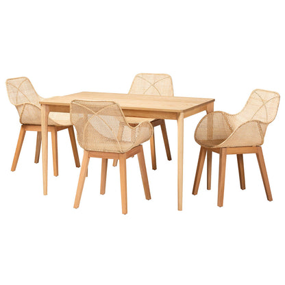Baxton Studio - Ballerina Dining Set in Natural Brown - KYG006C-Natural-5PC Dining Set view 1