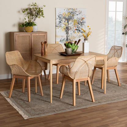 Baxton Studio - Ballerina Dining Set in Natural Brown - KYG006C-Natural-5PC Dining Set view 8