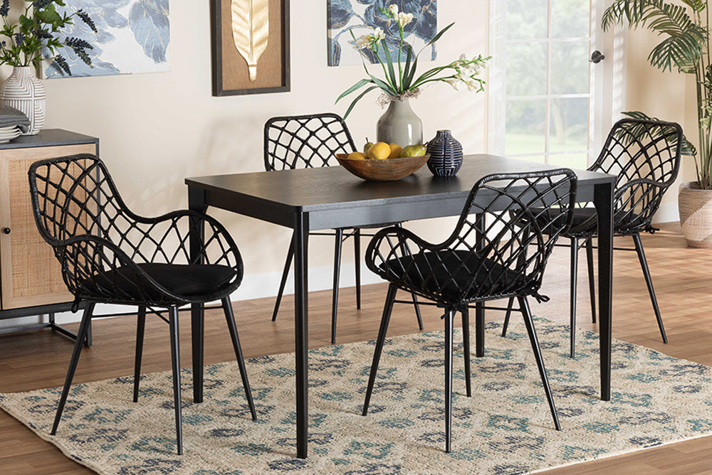 Baxton Studio - Ballerina Dining Set - KYG003C-Black-5PC Dining Set view 9