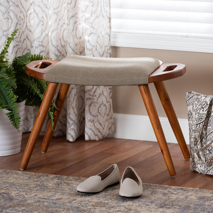 Baxton Studio - Banner Bench in Light Brown/Oak Brown - SF9120-Upholstered Oak-Bench view 6