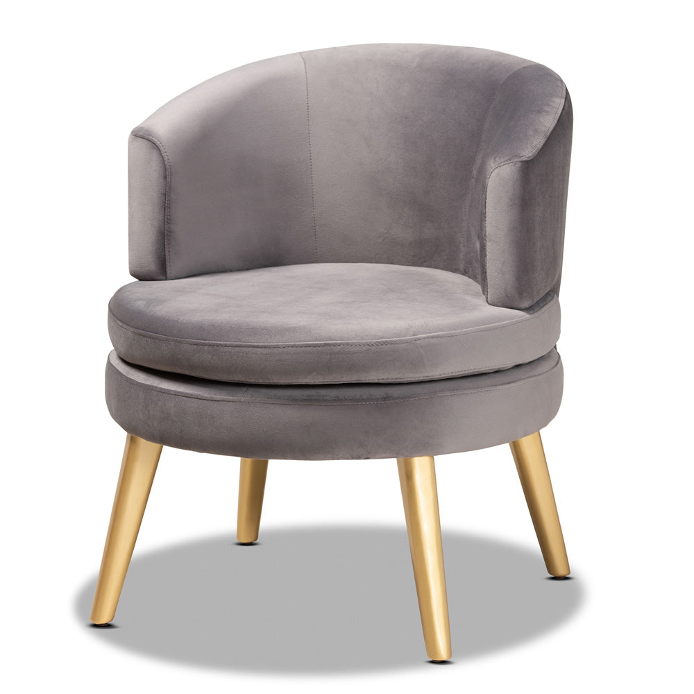 Baxton Studio - Baptiste Chair in Grey/gold - WS-14056-Grey Velvet/Gold-CC view 1