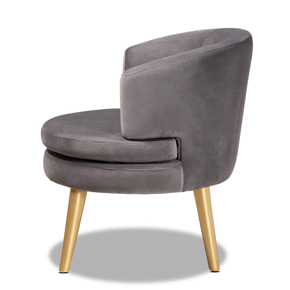 Baxton Studio - Baptiste Chair in Grey/gold - WS-14056-Grey Velvet/Gold-CC view 3