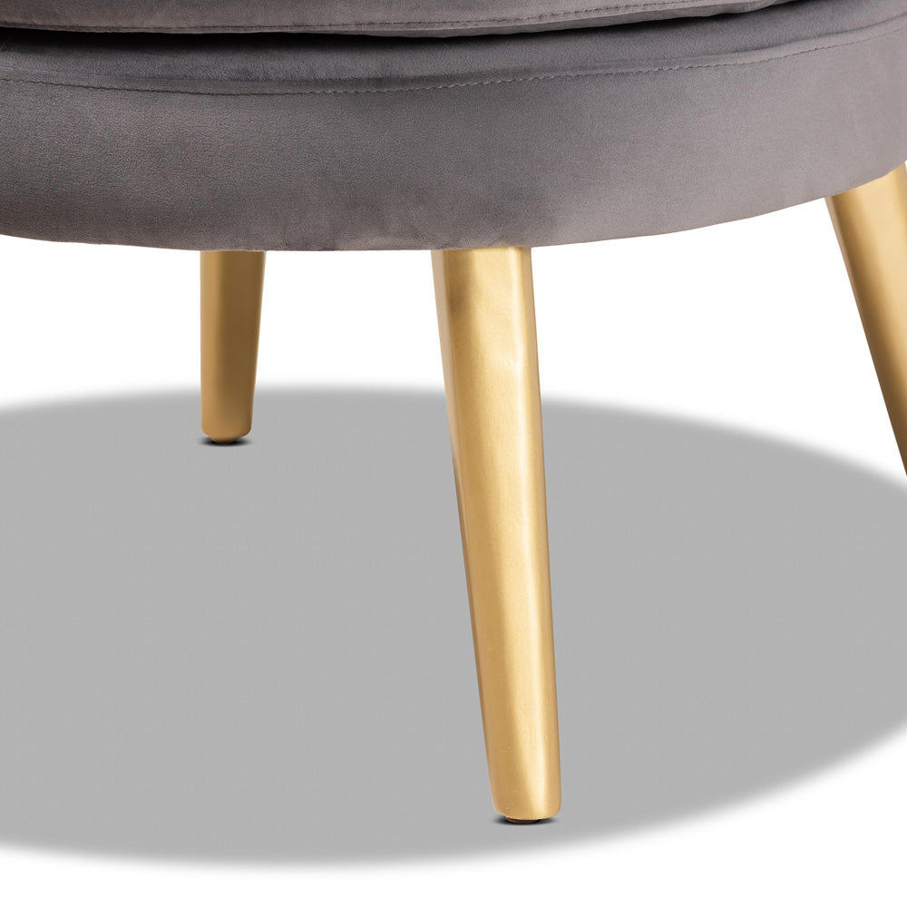 Baxton Studio - Baptiste Chair in Grey/gold - WS-14056-Grey Velvet/Gold-CC view 5