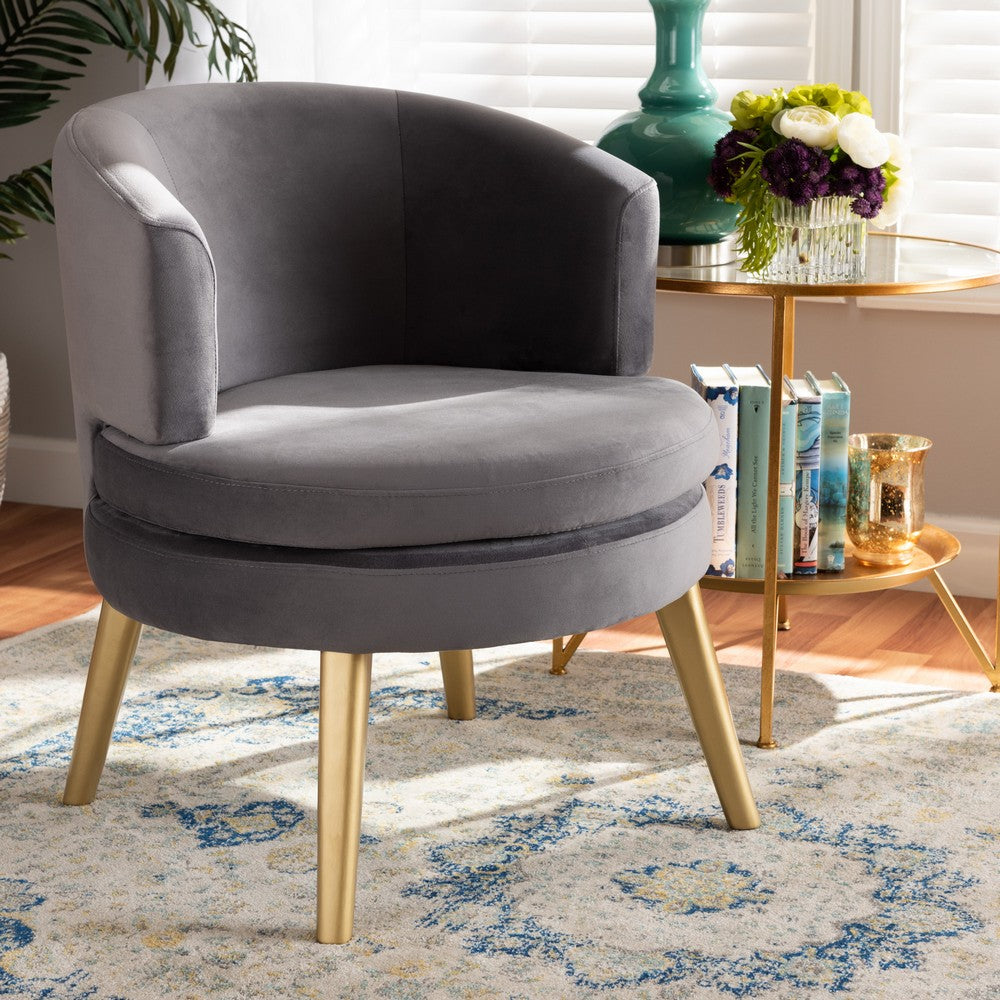 Baxton Studio - Baptiste Chair in Grey/gold - WS-14056-Grey Velvet/Gold-CC view 6