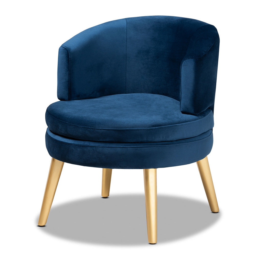 Baxton Studio - Baptiste Chair in Navy blue/gold - WS-14056-Navy Blue Velvet/Gold-CC view 1