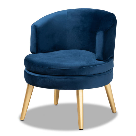 Baxton Studio - Baptiste Chair in Navy blue/gold - WS-14056-Navy Blue Velvet/Gold-CC view 1