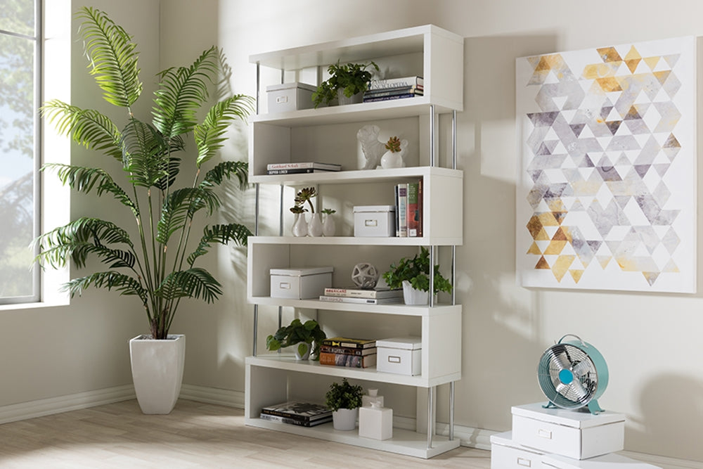 Baxton Studio - Barnes Bookshelf  in White - FP-6D-White view 4