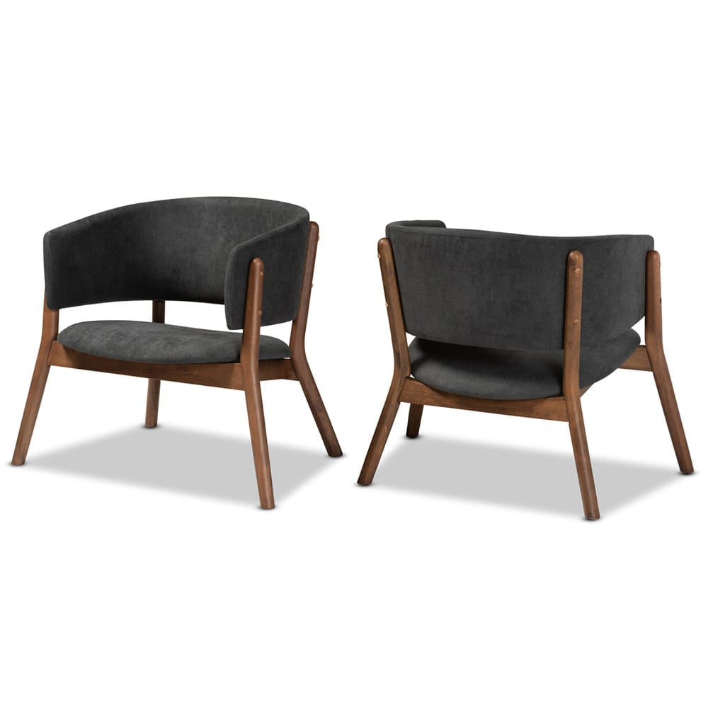 Baxton Studio - Baron Set of 2 Chairs in Dark Grey/Walnut Brown - RDC794S-AC-Dark Grey/Walnut-CC view 1