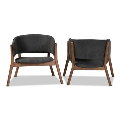 Baxton Studio - Baron Set of 2 Chairs in Dark Grey/Walnut Brown - RDC794S-AC-Dark Grey/Walnut-CC view 2