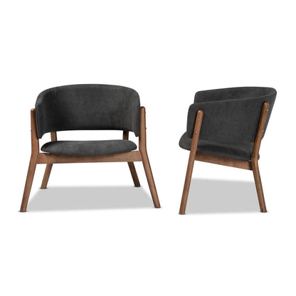 Baxton Studio - Baron Set of 2 Chairs in Dark Grey/Walnut Brown - RDC794S-AC-Dark Grey/Walnut-CC view 3