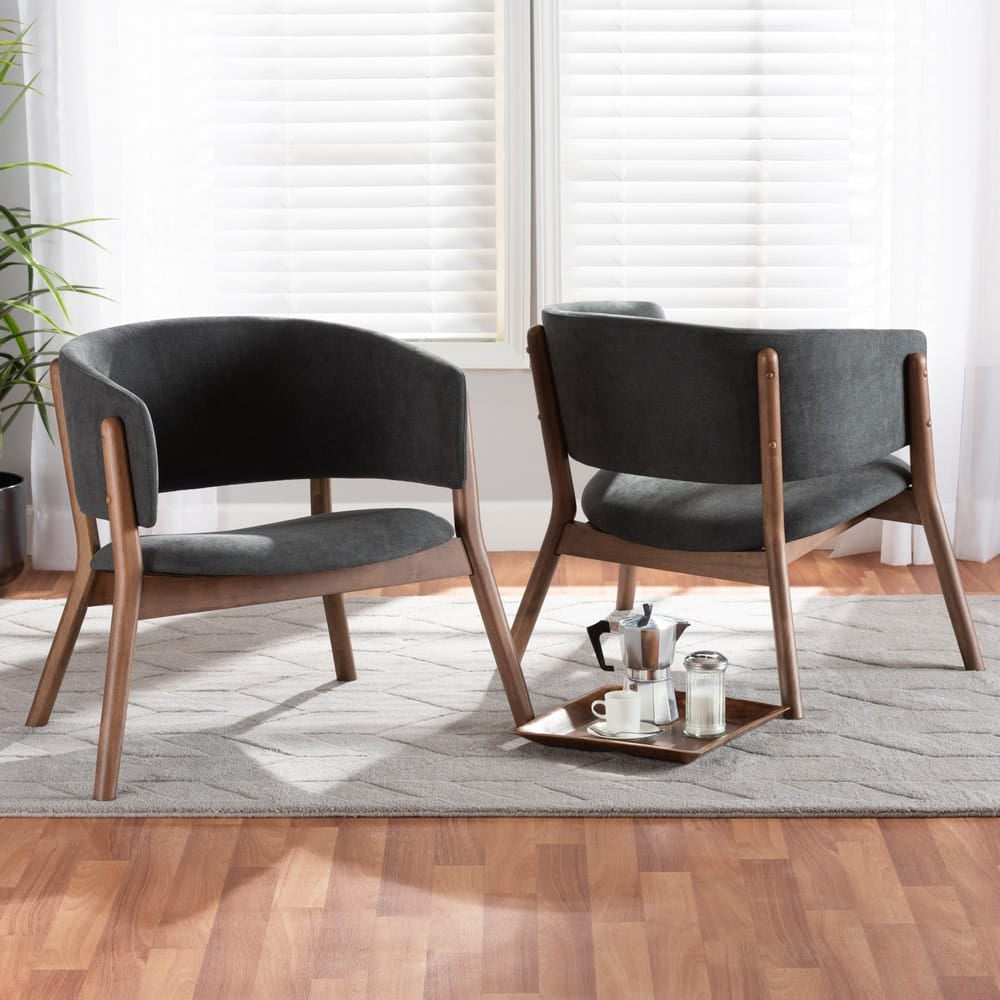Baxton Studio - Baron Set of 2 Chairs in Dark Grey/Walnut Brown - RDC794S-AC-Dark Grey/Walnut-CC view 6