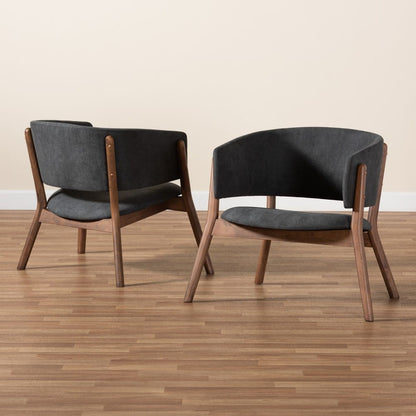 Baxton Studio - Baron Set of 2 Chairs in Dark Grey/Walnut Brown - RDC794S-AC-Dark Grey/Walnut-CC view 7