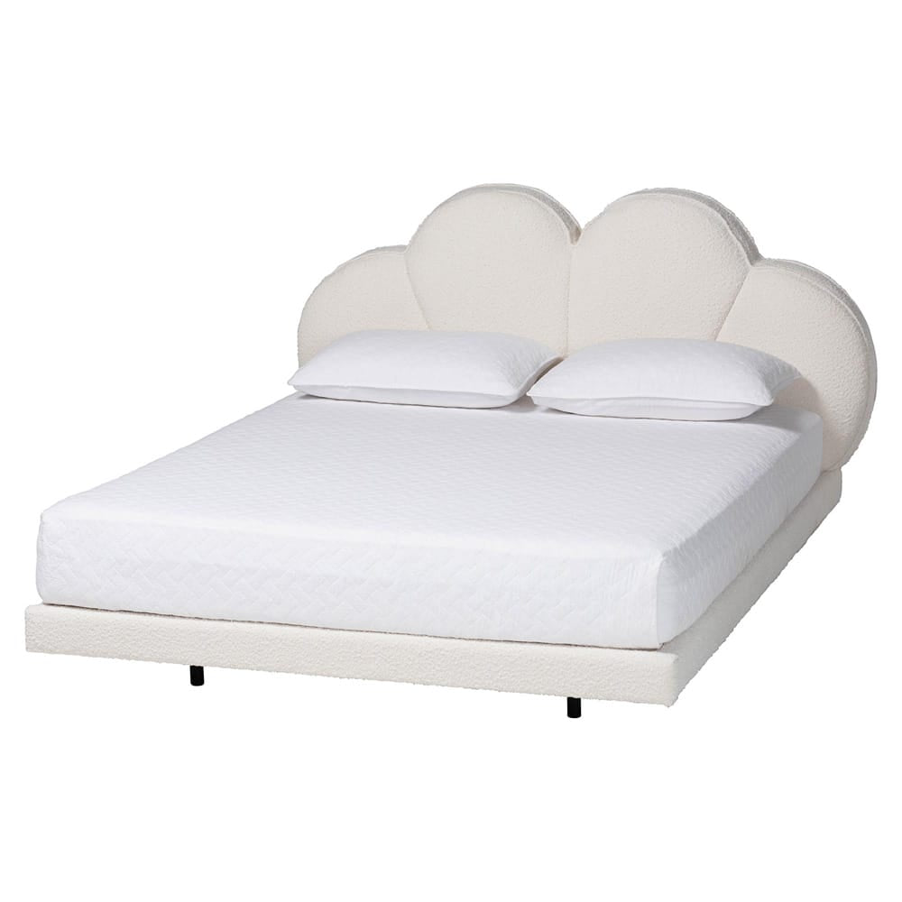 Baxton Studio - Barrera Queen Size Bed in Cream/Black - BBT61331-Floating Bed-Cream-Queen view 1