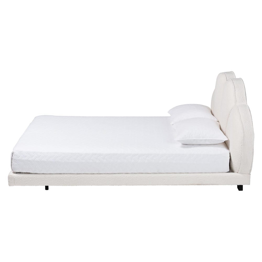 Baxton Studio - Barrera Queen Size Bed in Cream/Black - BBT61331-Floating Bed-Cream-Queen view 2