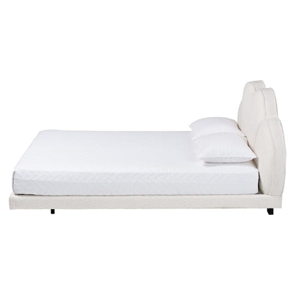 Baxton Studio - Barrera Queen Size Bed in Cream/Black - BBT61331-Floating Bed-Cream-Queen view 2