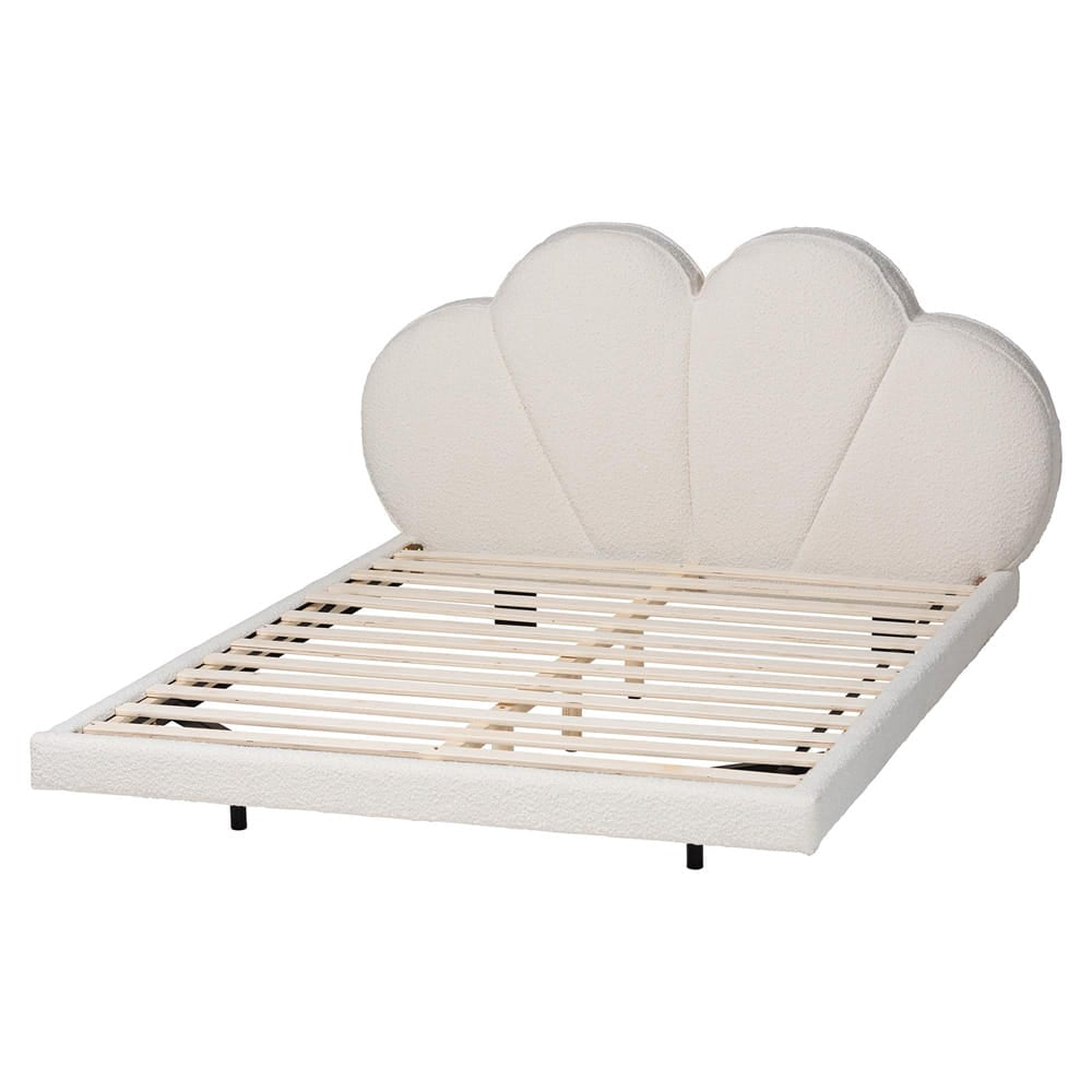 Baxton Studio - Barrera Queen Size Bed in Cream/Black - BBT61331-Floating Bed-Cream-Queen view 3