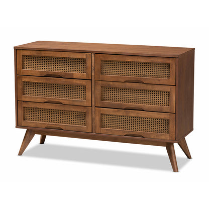 Baxton Studio - Barrett Dresser in Walnut Brown - MG9001-Rattan-6DW-Dresser view 1
