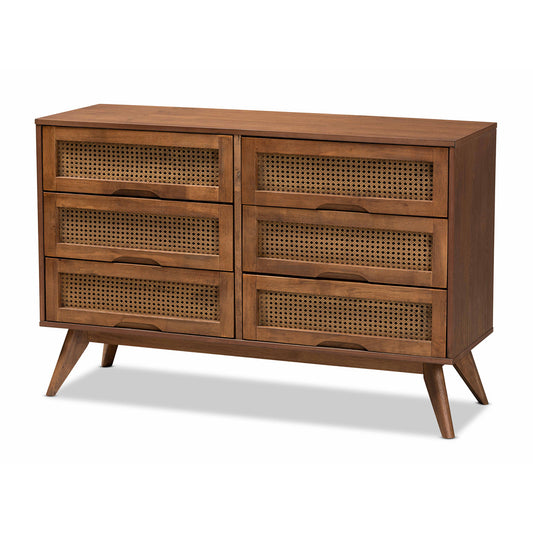 Baxton Studio - Barrett Dresser in Walnut Brown - MG9001-Rattan-6DW-Dresser view 1