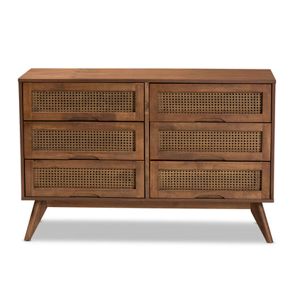 Baxton Studio - Barrett Dresser in Walnut Brown - MG9001-Rattan-6DW-Dresser view 3