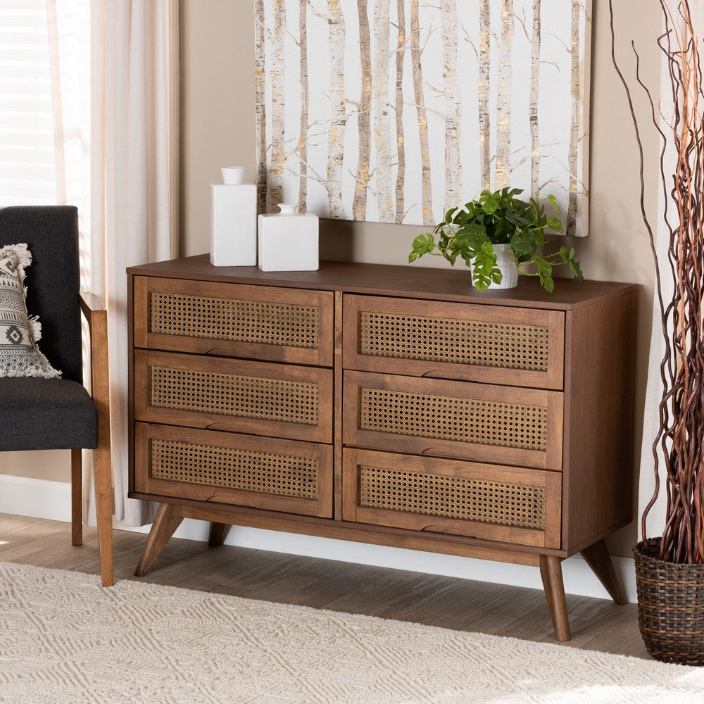 Baxton Studio - Barrett Dresser in Walnut Brown - MG9001-Rattan-6DW-Dresser view 8