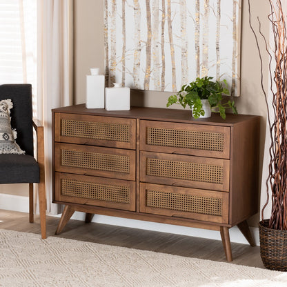 Baxton Studio - Barrett Dresser in Walnut Brown - MG9001-Rattan-6DW-Dresser view 8