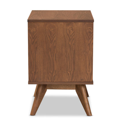 Baxton Studio - Barrett Nightstand in Walnut Brown - MG9001-Rattan-2DW-NS view 4