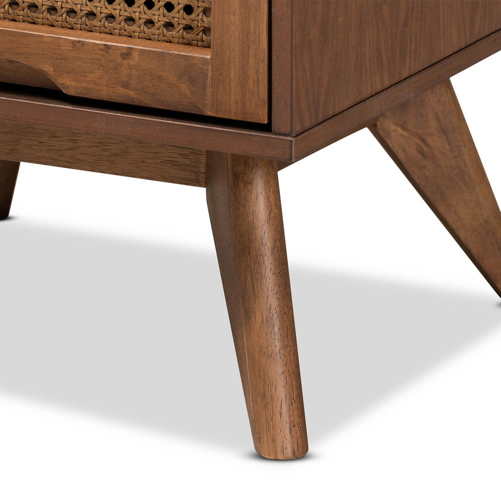 Baxton Studio - Barrett Nightstand in Walnut Brown - MG9001-Rattan-2DW-NS view 6