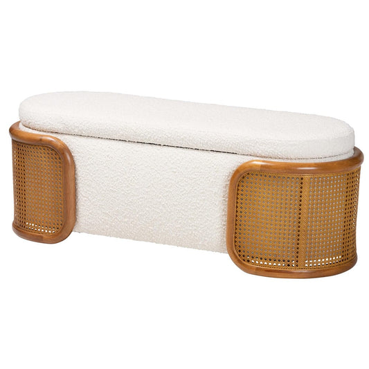 Baxton Studio - Basira Storage Bench in Cream/Brown - BBT5489-Maya Cream-Bench view 1