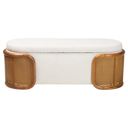 Baxton Studio - Basira Storage Bench in Cream/Brown - BBT5489-Maya Cream-Bench view 3