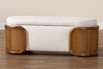 Baxton Studio - Basira Storage Bench in Cream/Brown - BBT5489-Maya Cream-Bench view 10