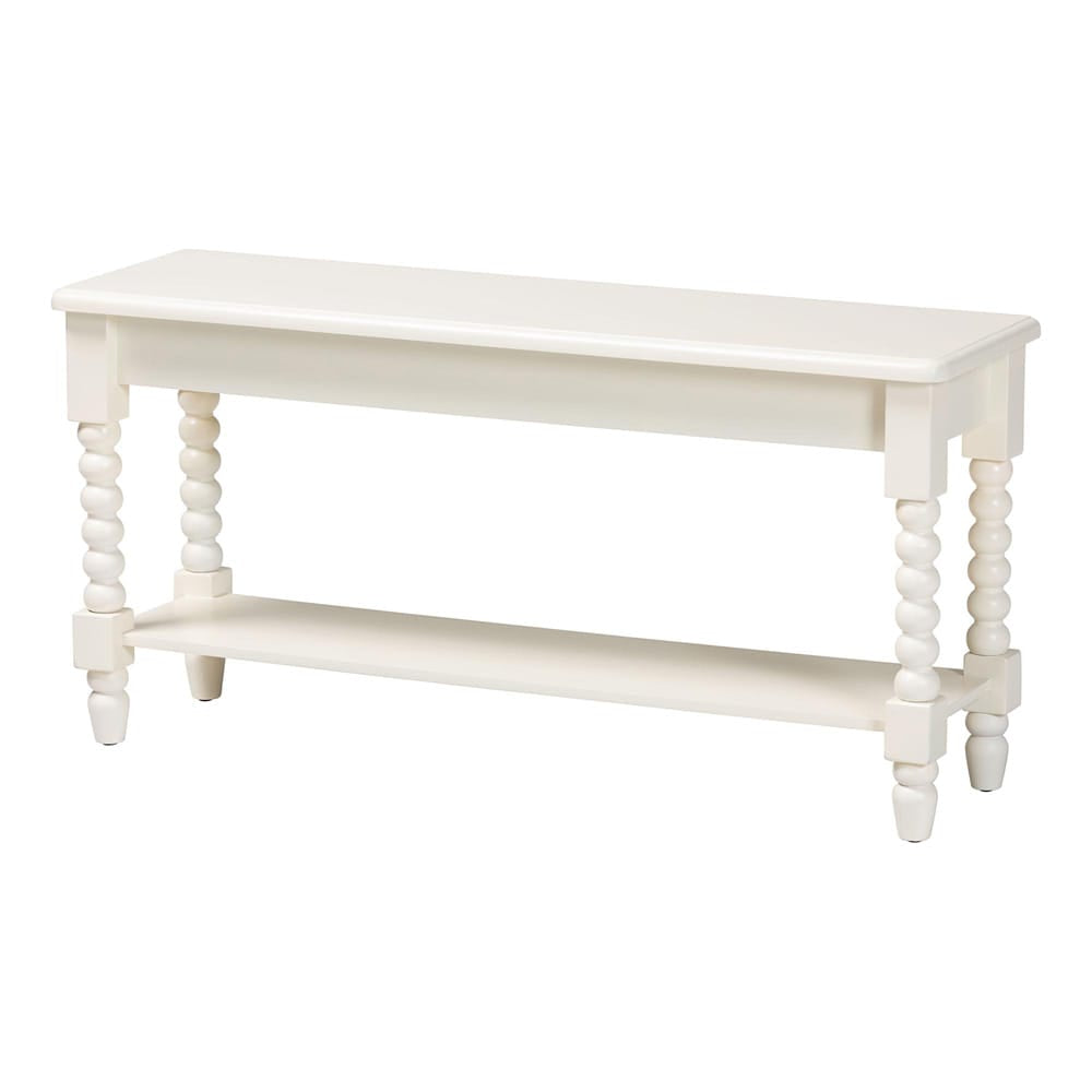 Baxton Studio - Bayard Bench in White - JY25A034-White Wooden-Bench view 1