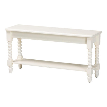 Baxton Studio - Bayard Bench in White - JY25A034-White Wooden-Bench view 1