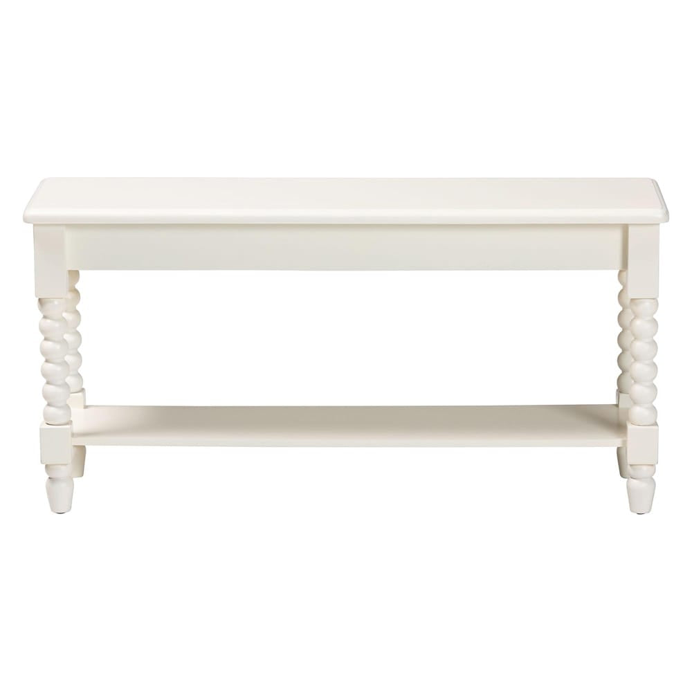 Baxton Studio - Bayard Bench in White - JY25A034-White Wooden-Bench view 2