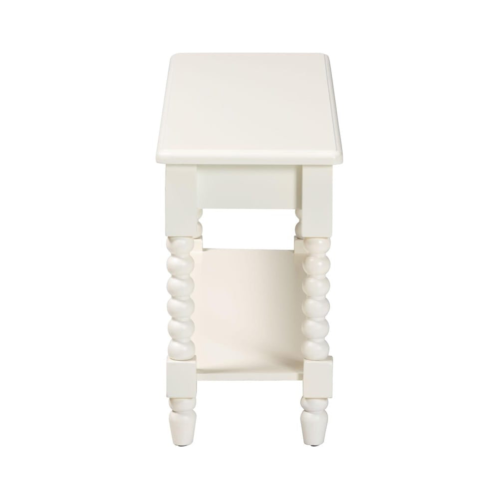 Baxton Studio - Bayard Bench in White - JY25A034-White Wooden-Bench view 3
