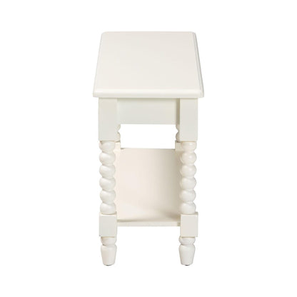 Baxton Studio - Bayard Bench in White - JY25A034-White Wooden-Bench view 3