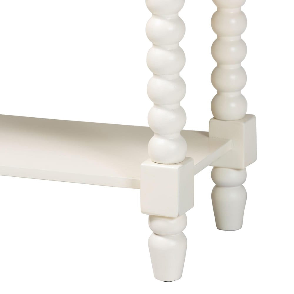 Baxton Studio - Bayard Bench in White - JY25A034-White Wooden-Bench view 4