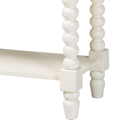 Baxton Studio - Bayard Bench in White - JY25A034-White Wooden-Bench view 4