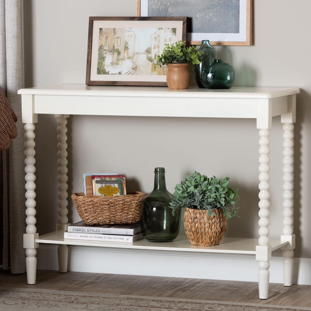 Baxton Studio - Bayard Console Table in White - JY25A036-White Wooden-Console Table view 6