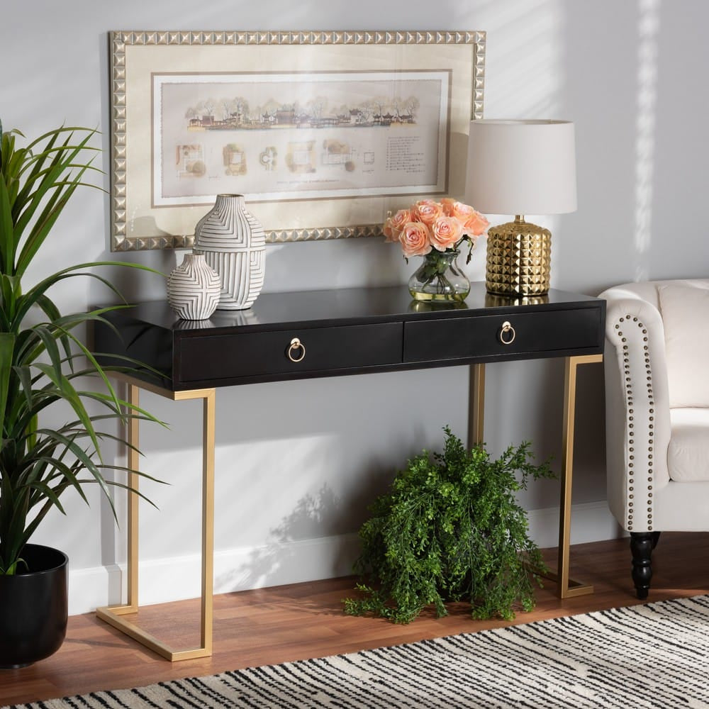 Baxton Studio - Beagan Console Table in Black/Gold - JY20B168-Black/Gold view 8