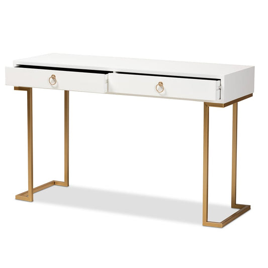 Baxton Studio - Beagan Console Table in White/Gold - JY20B168-White/Gold view 2
