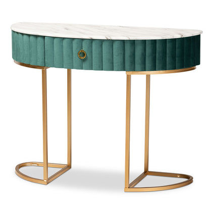 Baxton Studio - Beale Console Table in Green/Gold - JY20A157-Green/Gold-Console view 1