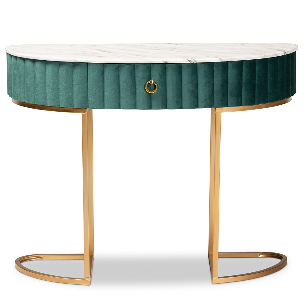 Baxton Studio - Beale Console Table in Green/Gold - JY20A157-Green/Gold-Console view 3
