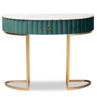 Baxton Studio - Beale Console Table in Green/Gold - JY20A157-Green/Gold-Console view 3