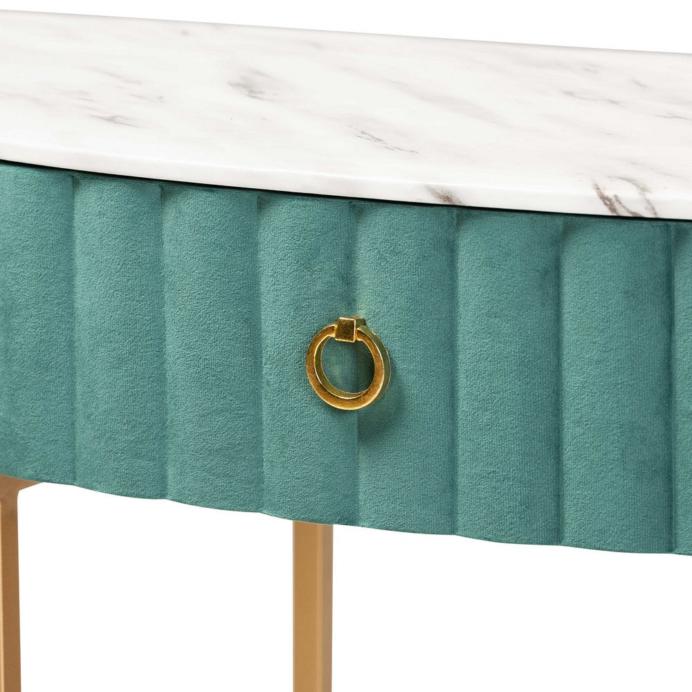 Baxton Studio - Beale Console Table in Green/Gold - JY20A157-Green/Gold-Console view 6
