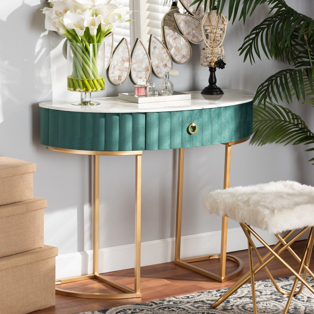 Baxton Studio - Beale Console Table in Green/Gold - JY20A157-Green/Gold-Console view 8